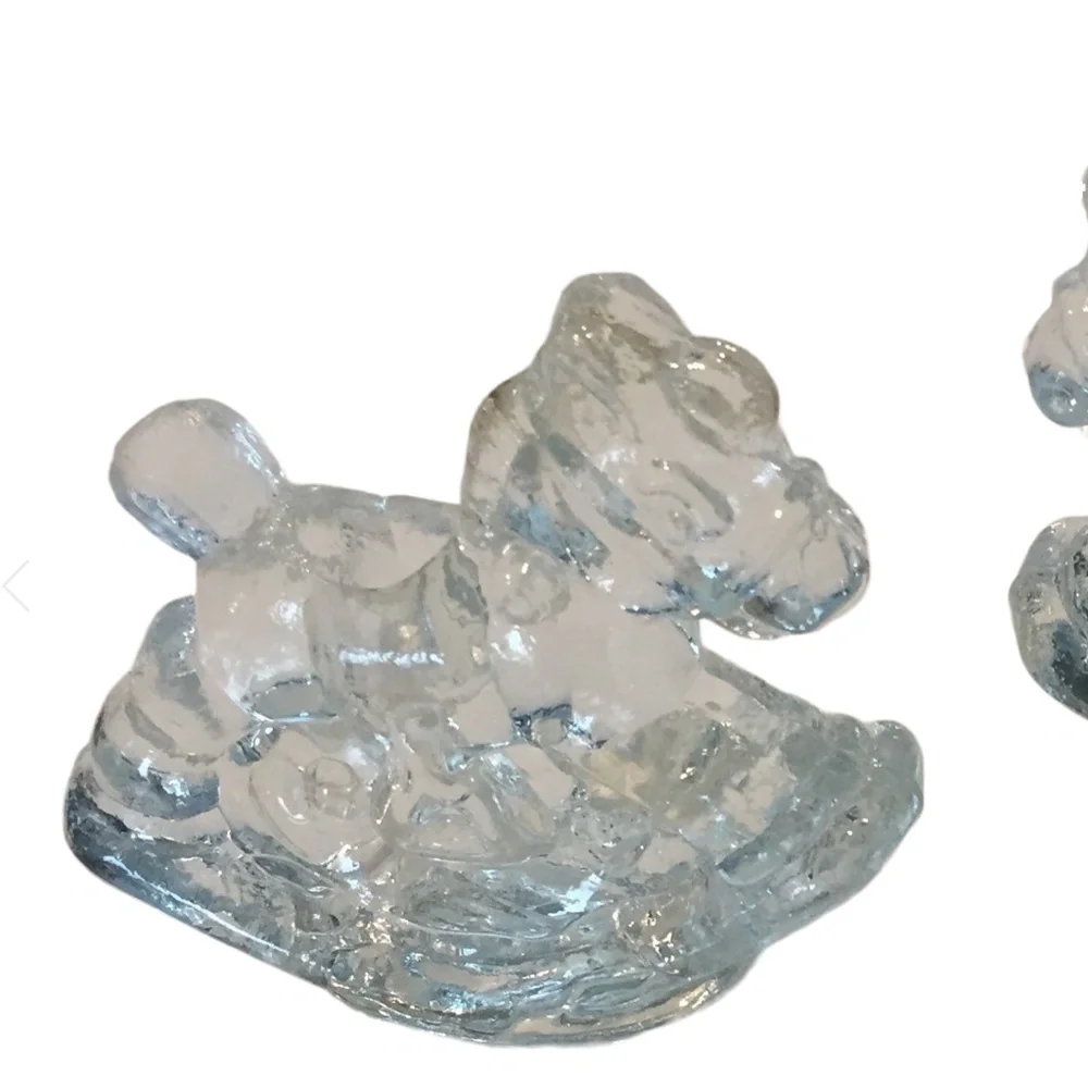CANDLE HOLDERS Vintage 90s Rocking Horse Glass Figurine Set of 2​ pair birthday